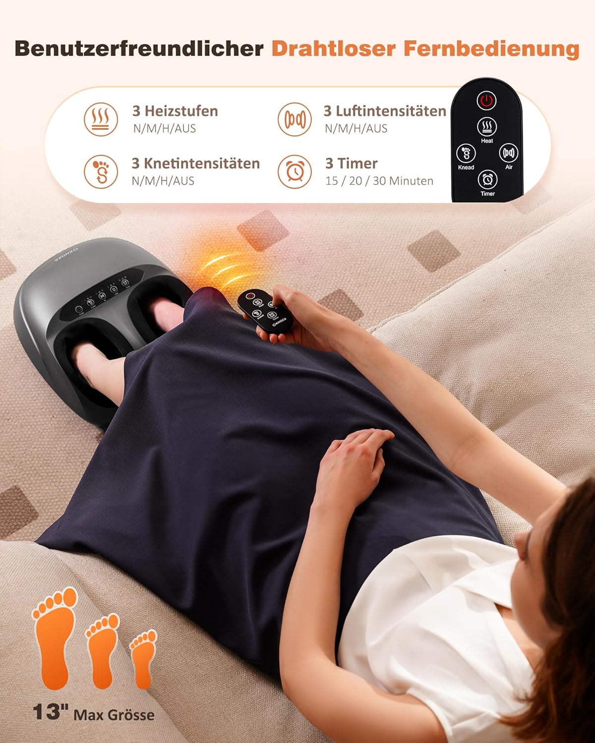 Detalle 2 de KNQZE Massaggiatore per Piedi con Calore: relax multidimensionale per plantari, talloni e dorso