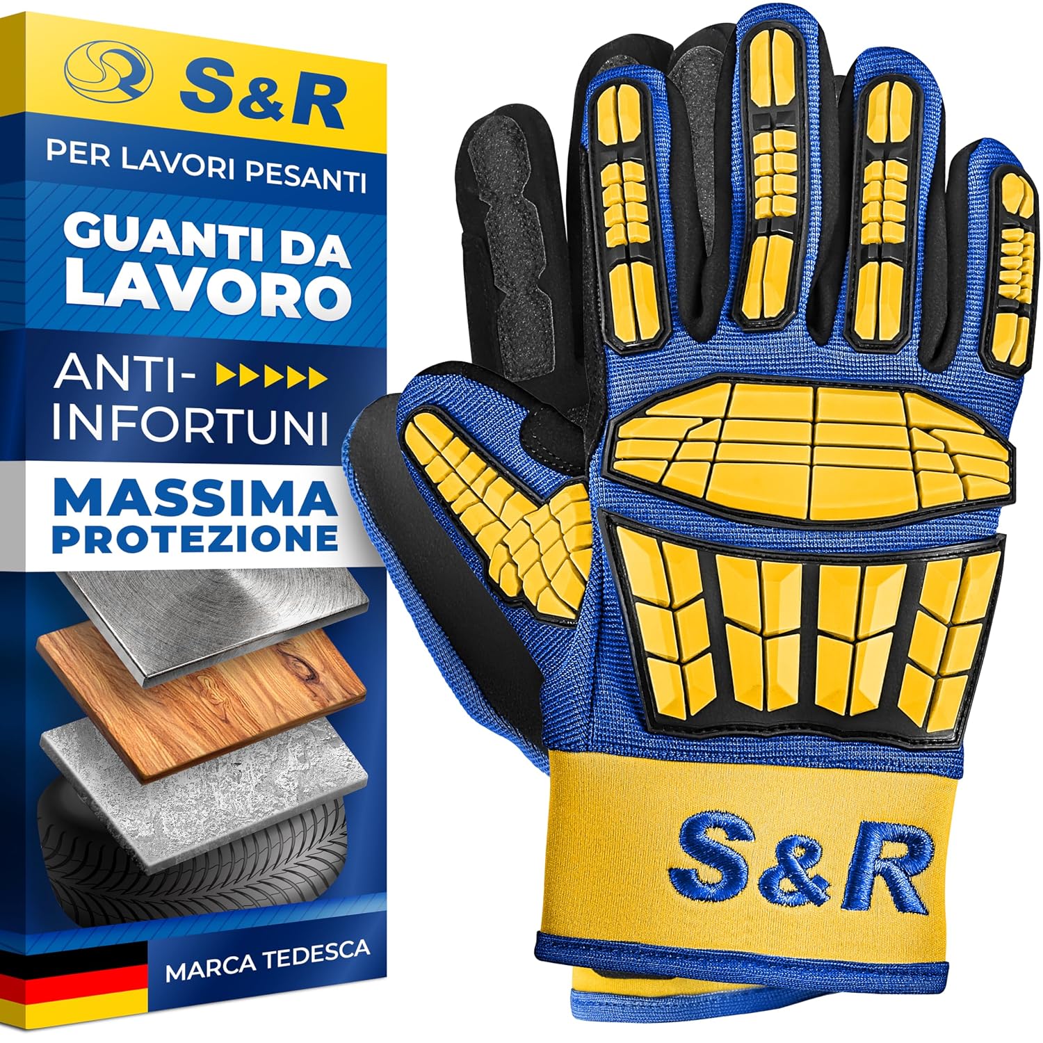 Detalle de S&R Guanti da Lavoro Resistenti in Pelle e Neoprene, Taglia XL 10