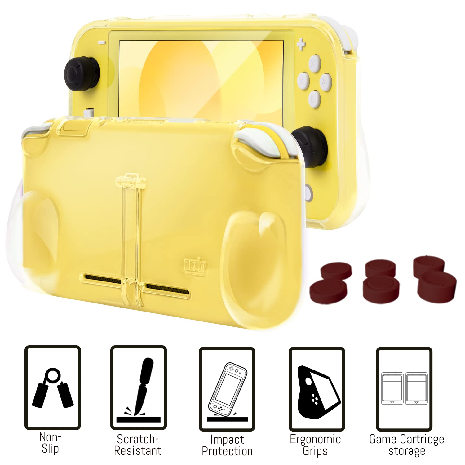 Detalle 2 de ORZLY Switch Lite Zubehör-Set (2019): Tragetasche, Schutzfolien, Comfort Grip, USB-Kabel, Kopfhörer, Patronenhülse & Stylus