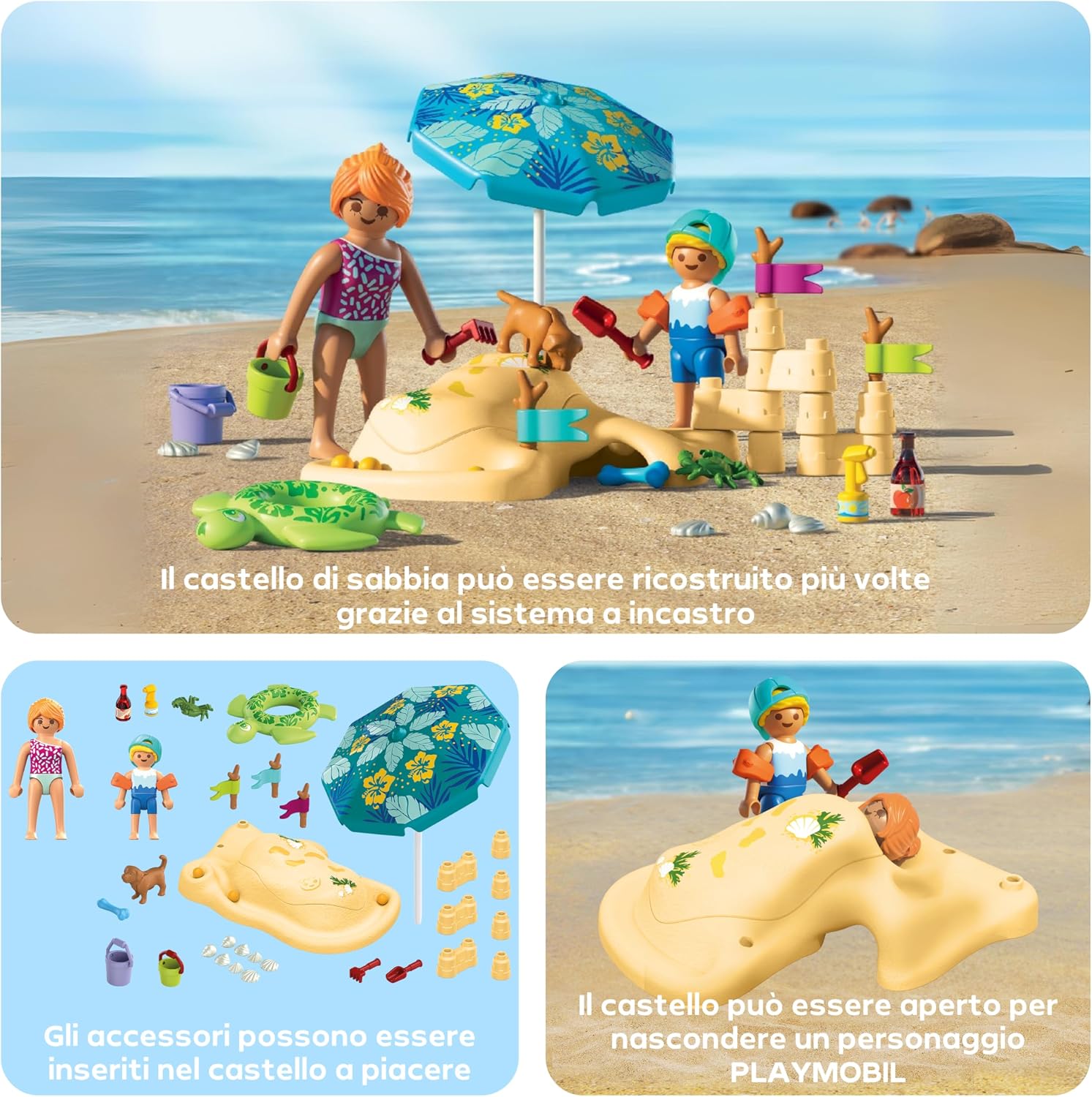 Detalle 2 de PLAYMOBIL Vacanza sulla Spiaggia 71906 – Divertimento in Famiglia al Mare