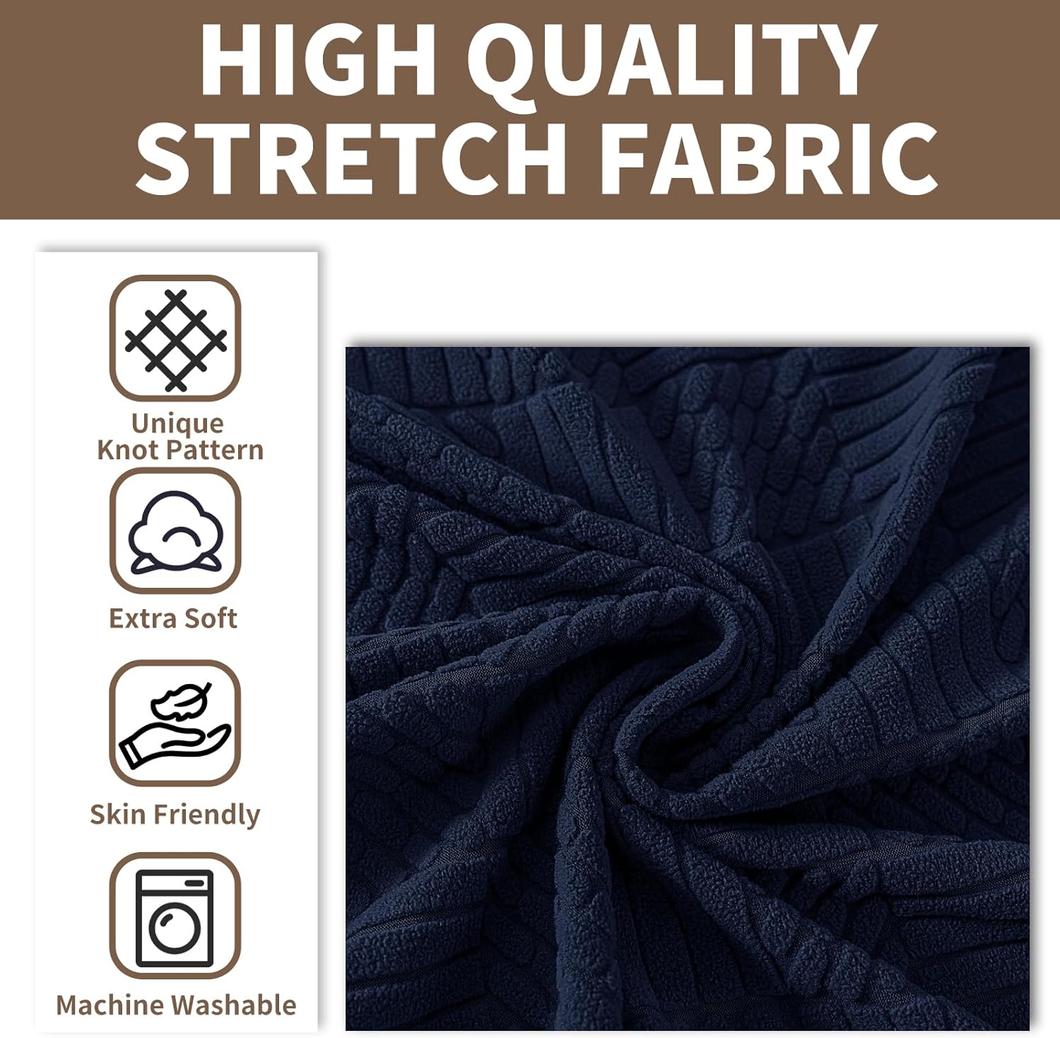 Thumbnail 3 de Ystyle housse de canapé extensible 4 places (231–279 cm) avec accoudoirs, bleu foncé, antidérapante et lavable