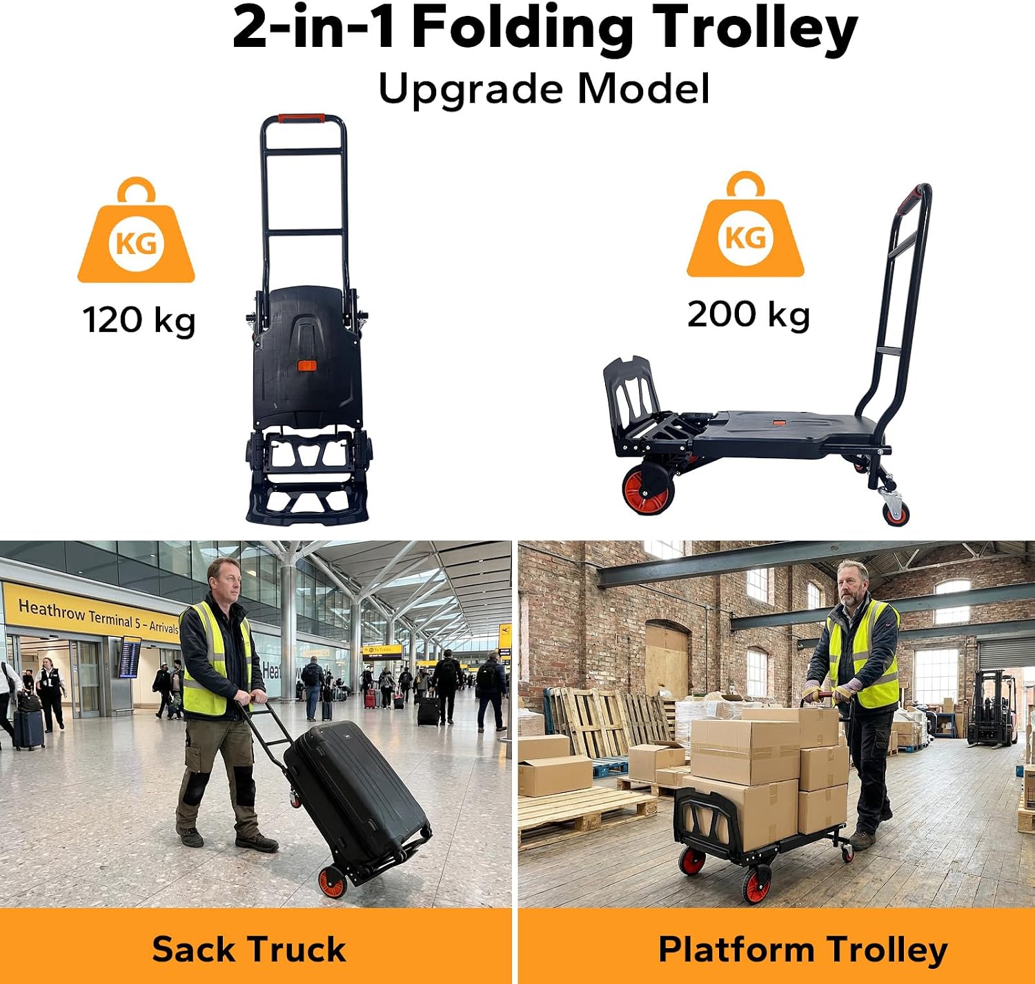 Thumbnail 3 de MediHoist 2-in-1 Sackkarre klappbar (bis 200 kg) – Plattformwagen & Sackkarre in einem