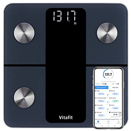 Vitafit Bilancia Pesapersone Smart Alta Precisione 0,05 kg, 182 kg, LED, Nero