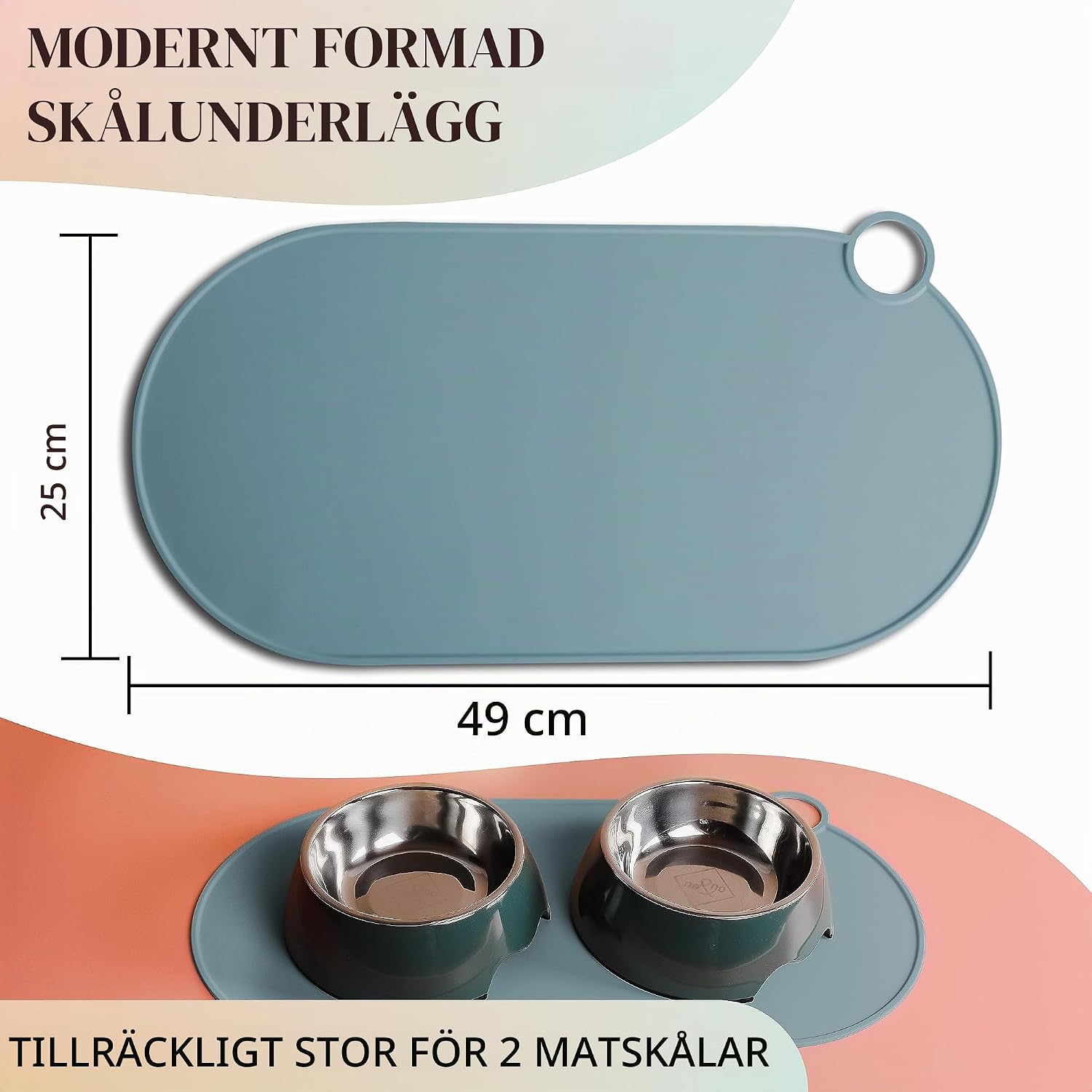 Detalle de ne&no silikonmatta för katt- och hundskålar, halkfri, stålblå 49 x 25 cm