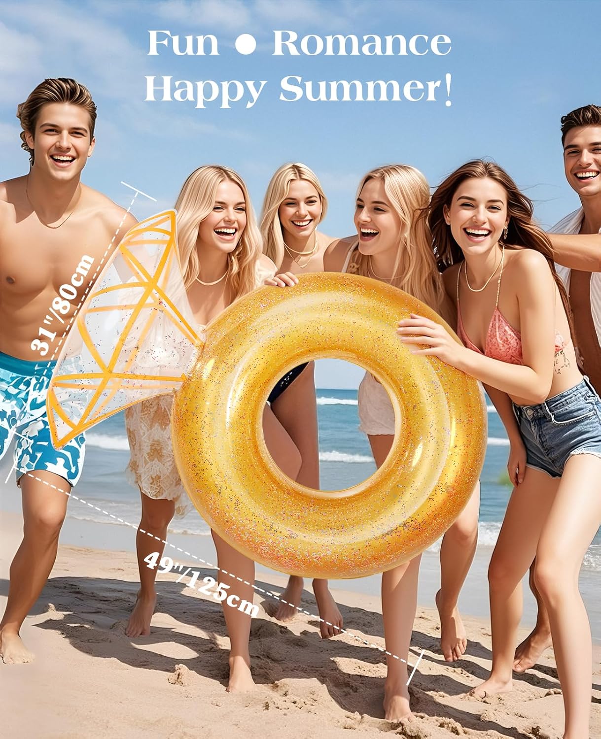 Thumbnail 3 de HeySplash Inflatable Diamond Ring Pool Float (Large) for Bachelorette Parties & Bride-Themed Pool Fun