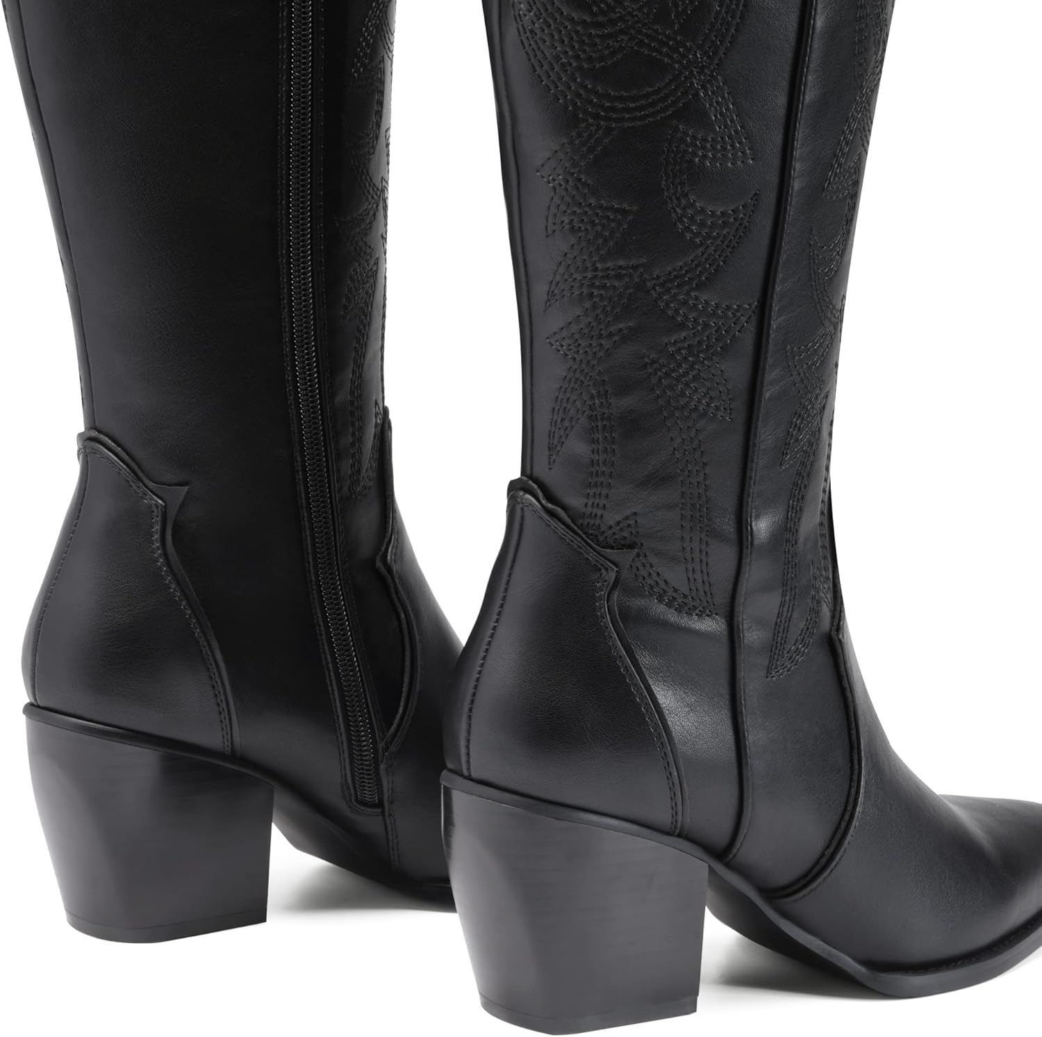 Thumbnail 5 de DREAM PAIRS Women's Wide Calf Cowboy Boots with Zipper and Chunky Heel