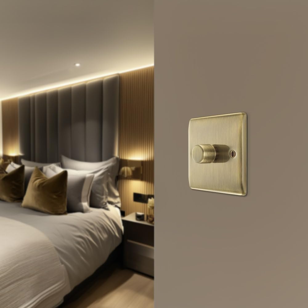 Thumbnail 6 de BG Electrical Intelligent Single Wall Dimmer Switch (2 Way) in Antique Brass – Nexus Metal, NAB81 (200W)