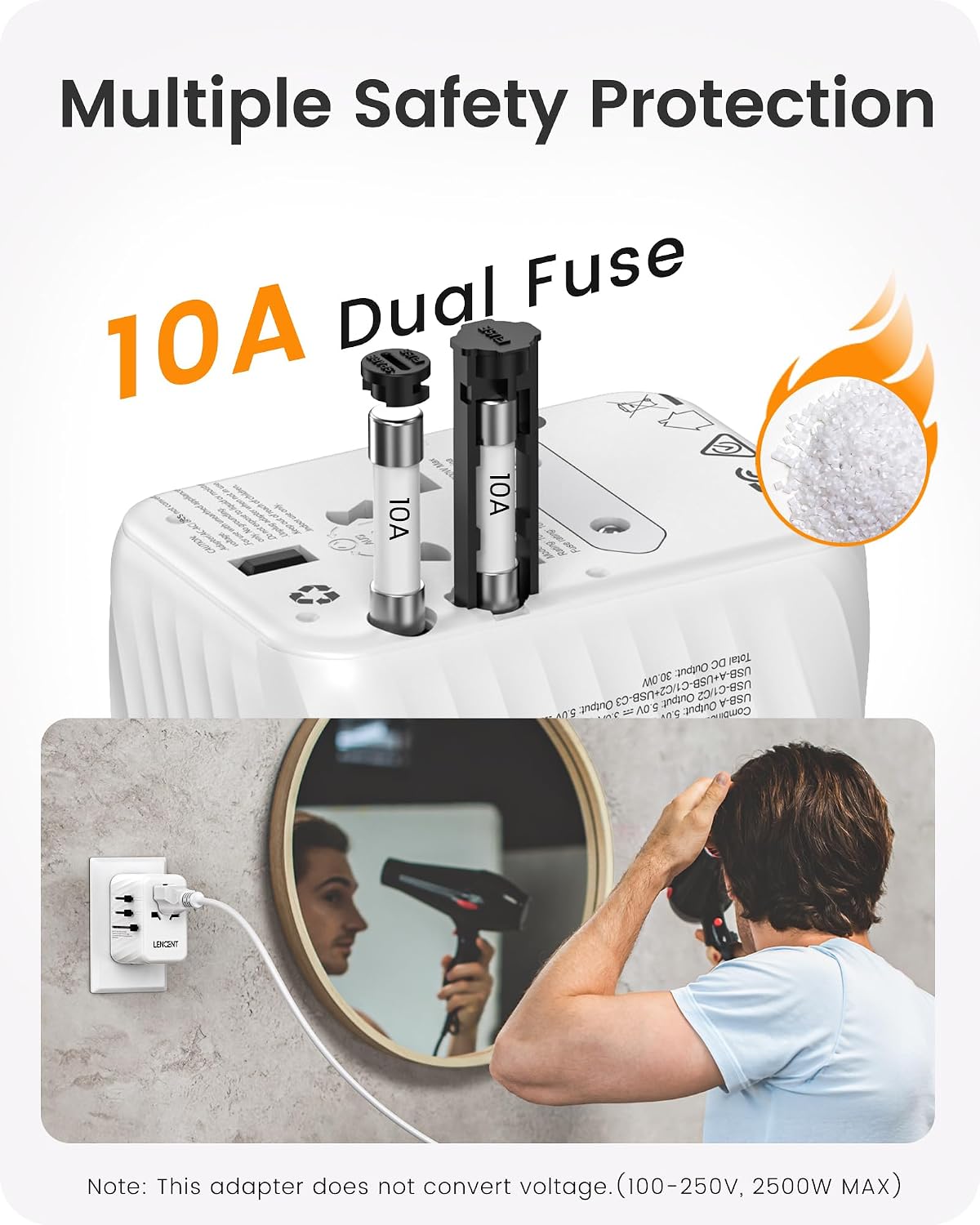 Thumbnail 6 de LENCENT Adaptateur de Voyage Universelle – Prise 6-en-1 30W avec 3 USB-C et 2 USB-A