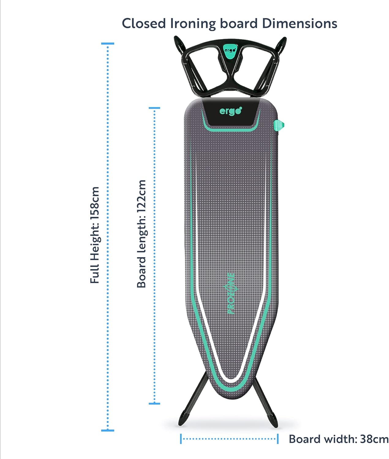 Detalle de Minky Ergo Mint Prozone Ironing Board, Black – 122 x 38cm (Amazon Exclusive)