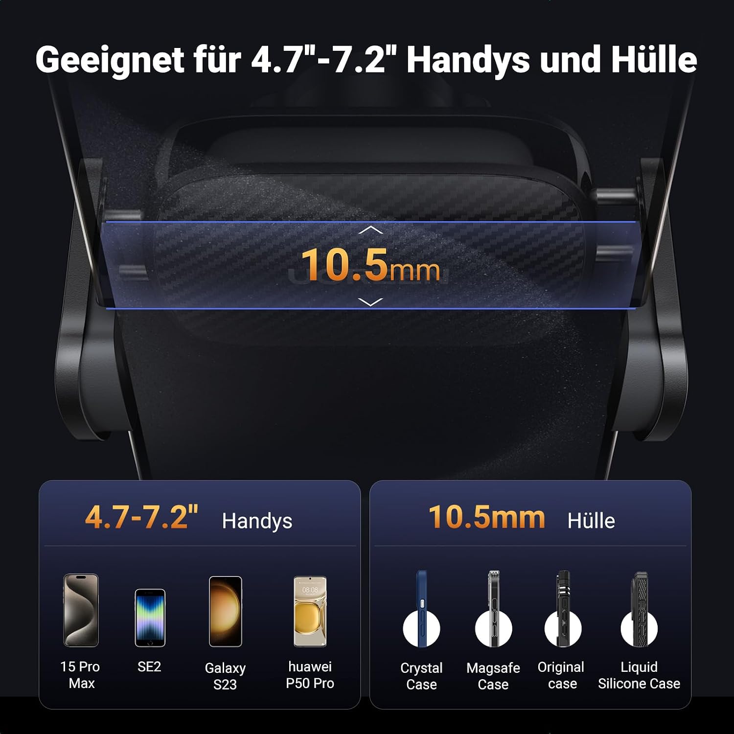 Detalle de UGREEN Auto-Lüftungshalterung 360° Drehbar – Kompakt, stabil und universell kompatibel