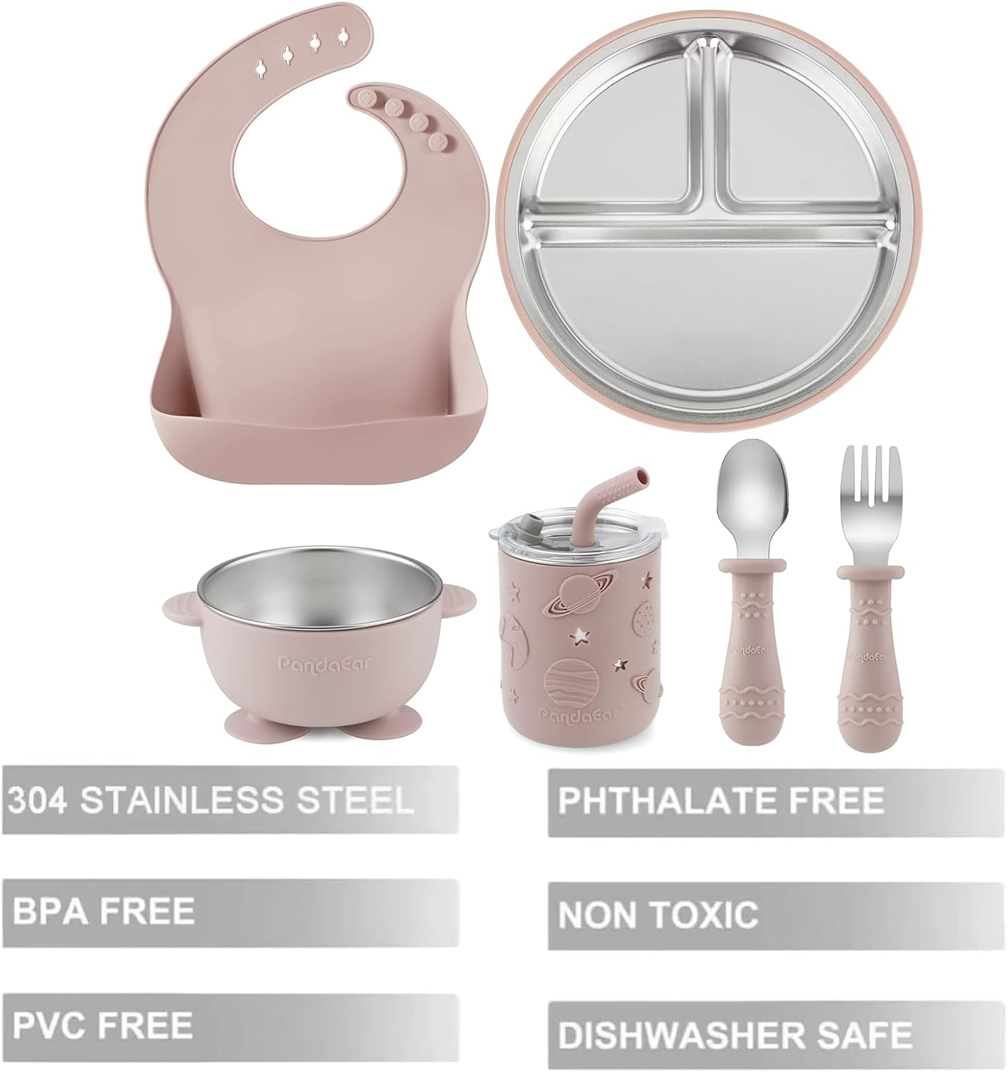 Thumbnail 2 de PandaEar Baby Feeding Set: rvs-babyserviesset met siliconen zuigbasis