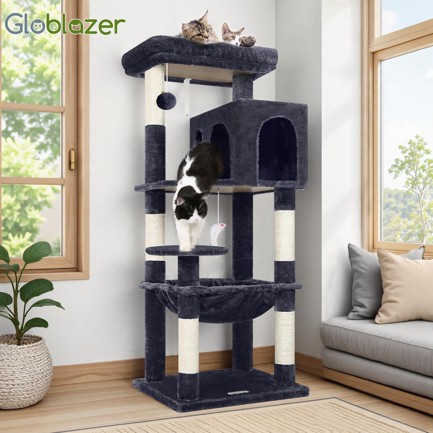 Thumbnail 6 de Globlazer F53 Cat Tree Tower, 5 Levels, Sisal Posts and Plush Resting Spots
