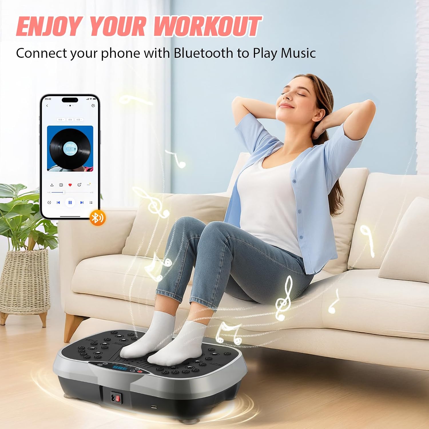 Thumbnail 6 de 2026 Upgraded Vibration Plate Exercise Machine with 10 Preset Modes and 200 Speed Levels (400lbs capacity) for home fitness