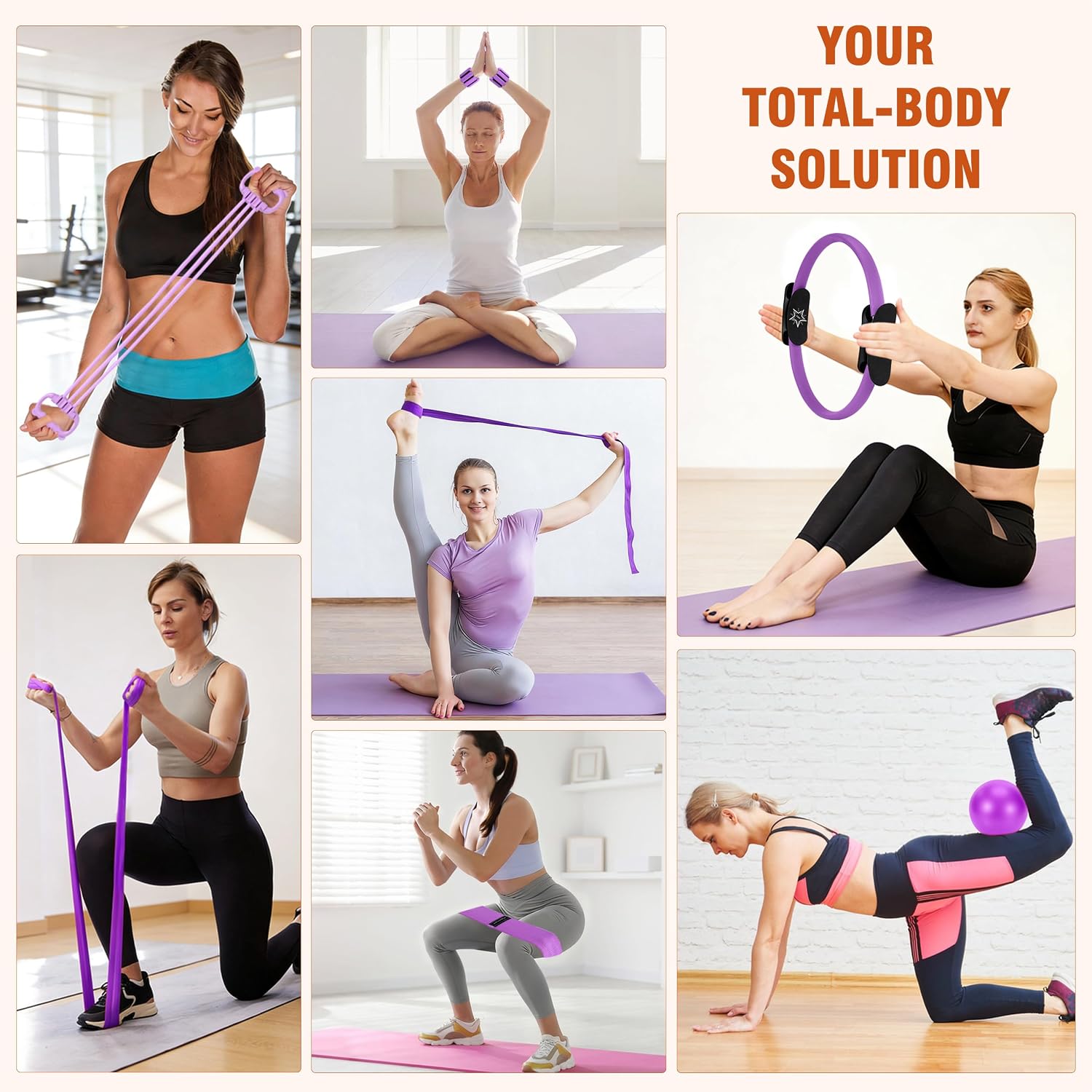 Thumbnail 1 de Muuruu Pilates Ring Set Kit with 14-Inch Ring, Ball, Bands and Weights