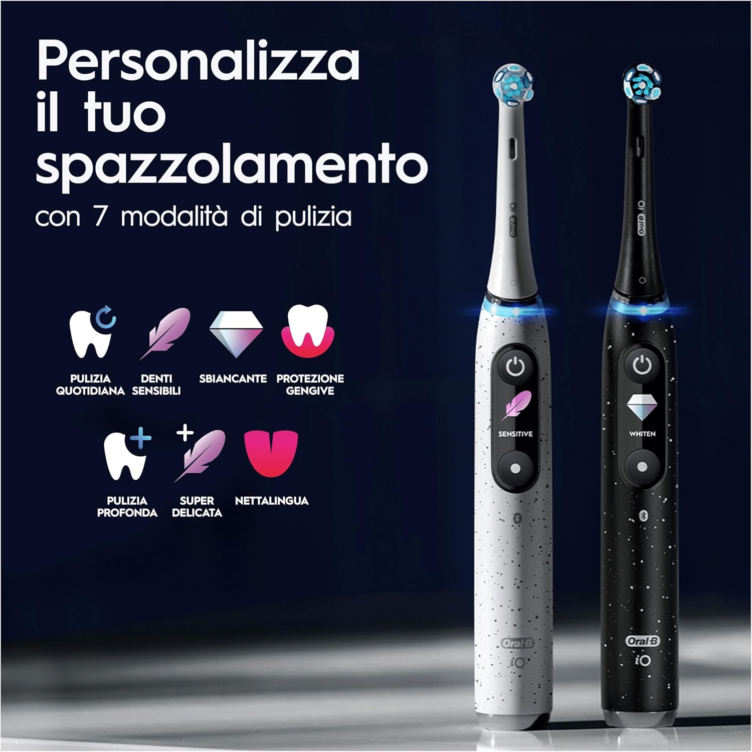 Detalle de Oral-B iO10 Black: spazzolino elettrico ricaricabile con testina Ultimate Clean e kit completo