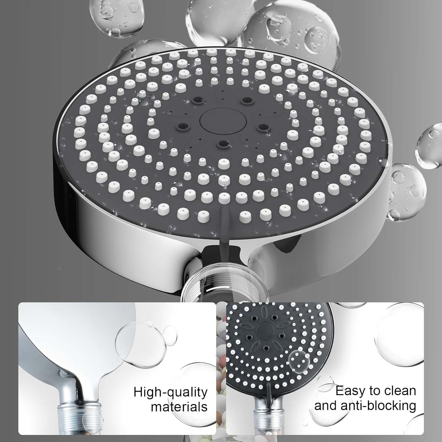Thumbnail 2 de OFFO High Pressure Filtered Shower Head with 20-Stage Filter (6 Spray Modes) – Grey
