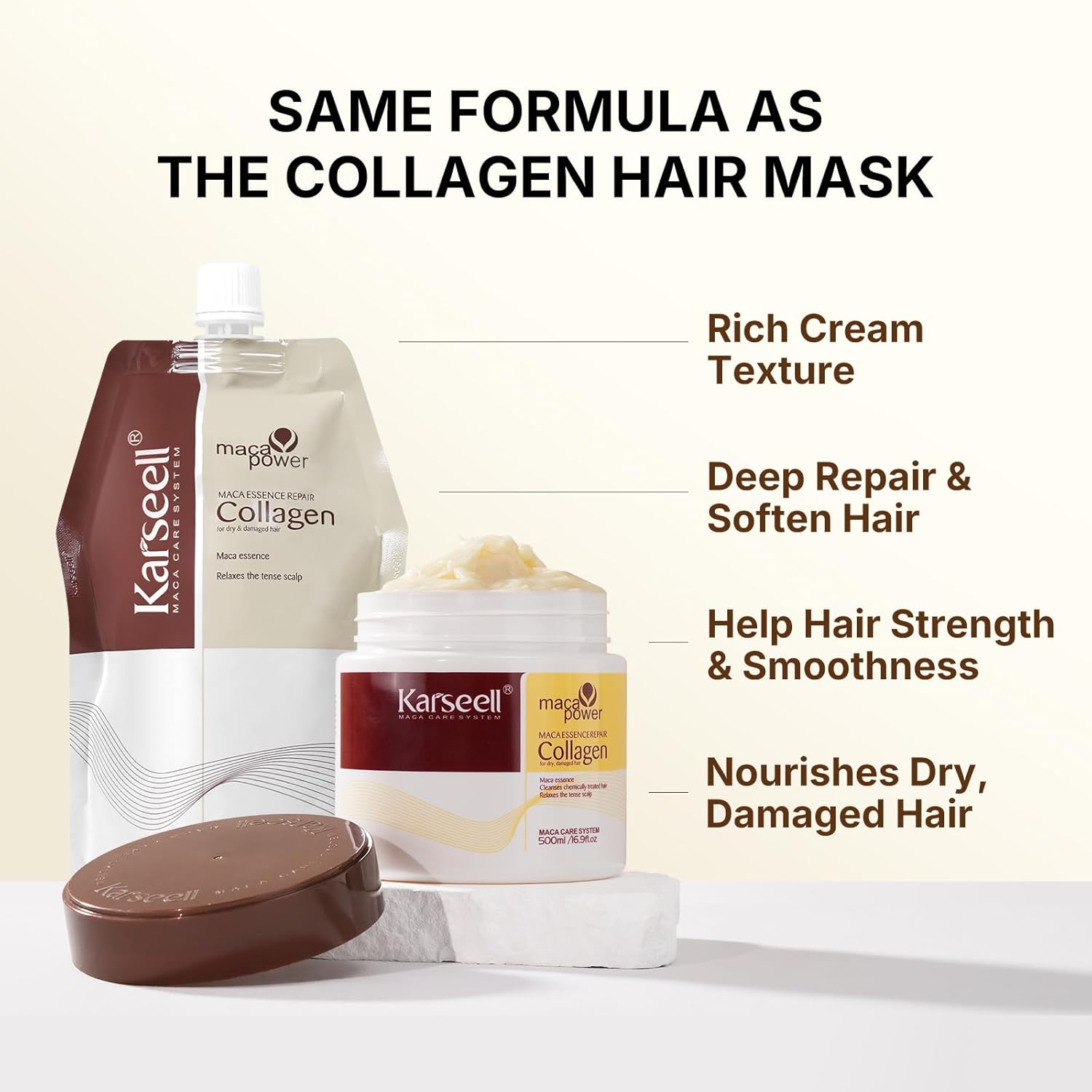 Thumbnail 4 de Karseell Collagen Masque Cheveux 500 ml – masque capillaire Réparation Intense pour cheveux secs et abîmés