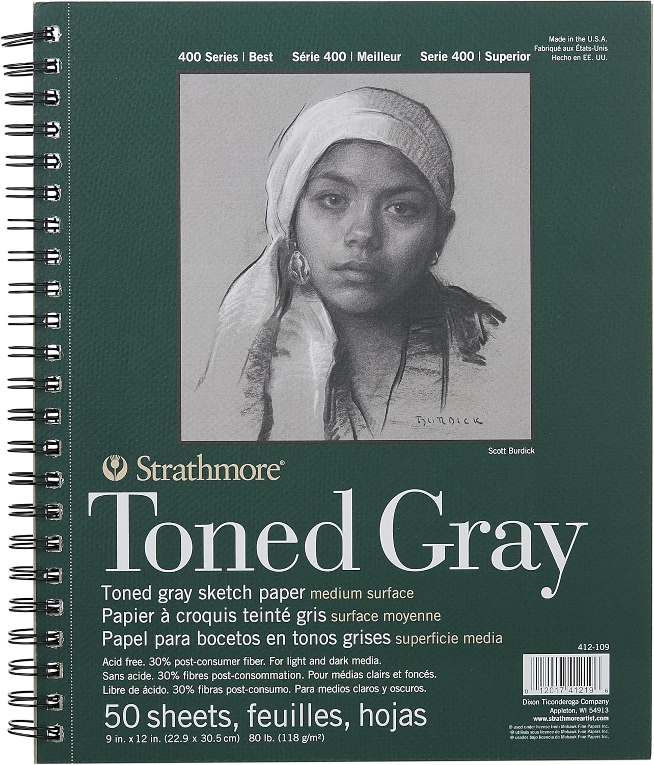 Thumbnail 2 de Strathmore Blocco di carta a spirale per schizzi 22,9 x 30,5 cm - Grigio, 50 fogli