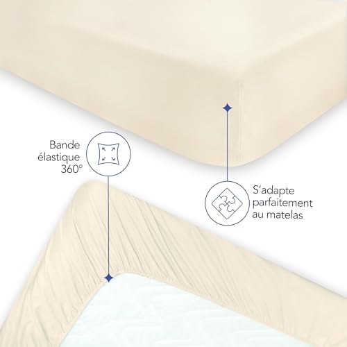 Thumbnail 2 de Dreamzie Drap Housse 160x200 cm – Grand Bonnet 35 cm, Beige