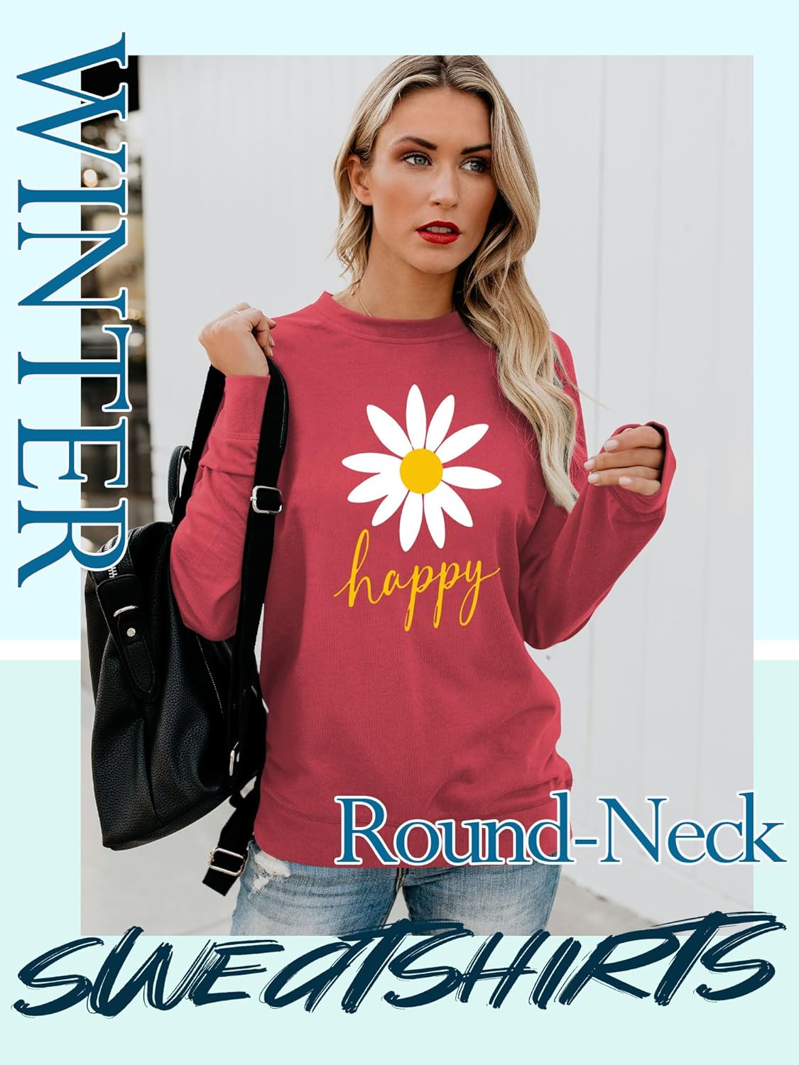 Thumbnail 5 de Yihelian Damen Sweatshirt mit Gänseblümchen Muster – Oversize Baumwollpullover für Alltag und Freizeit