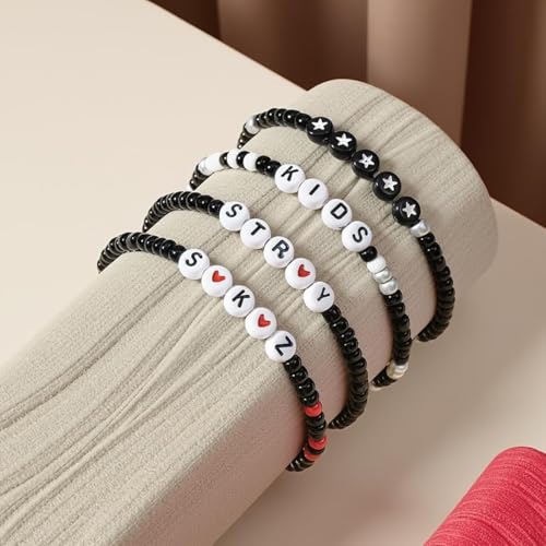 Detalle de DEFGNOP Stray Kids Ensemble: bracelet et collier avec 4 bracelets en acrylique et 2 photocard – cadeau Kpop