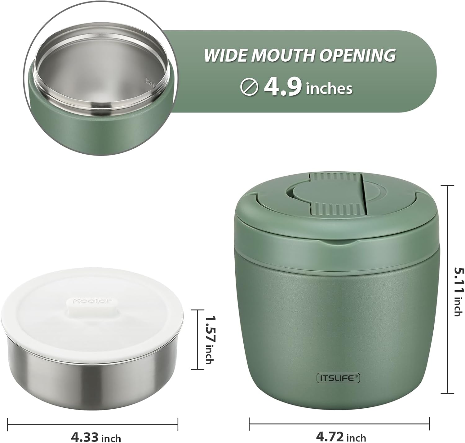 Detalle de Itslife Thermobehälter für Essen 970 ml