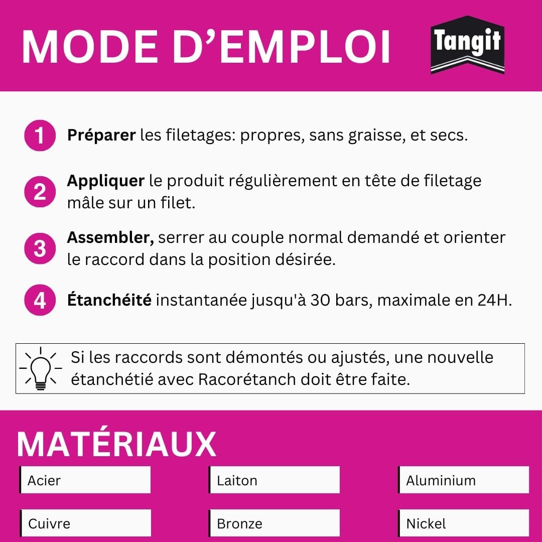 Thumbnail 3 de Tangit Racorétanch Métal 50 ml – Résine d’étanchéité anaérobie pour raccords filetés métalliques