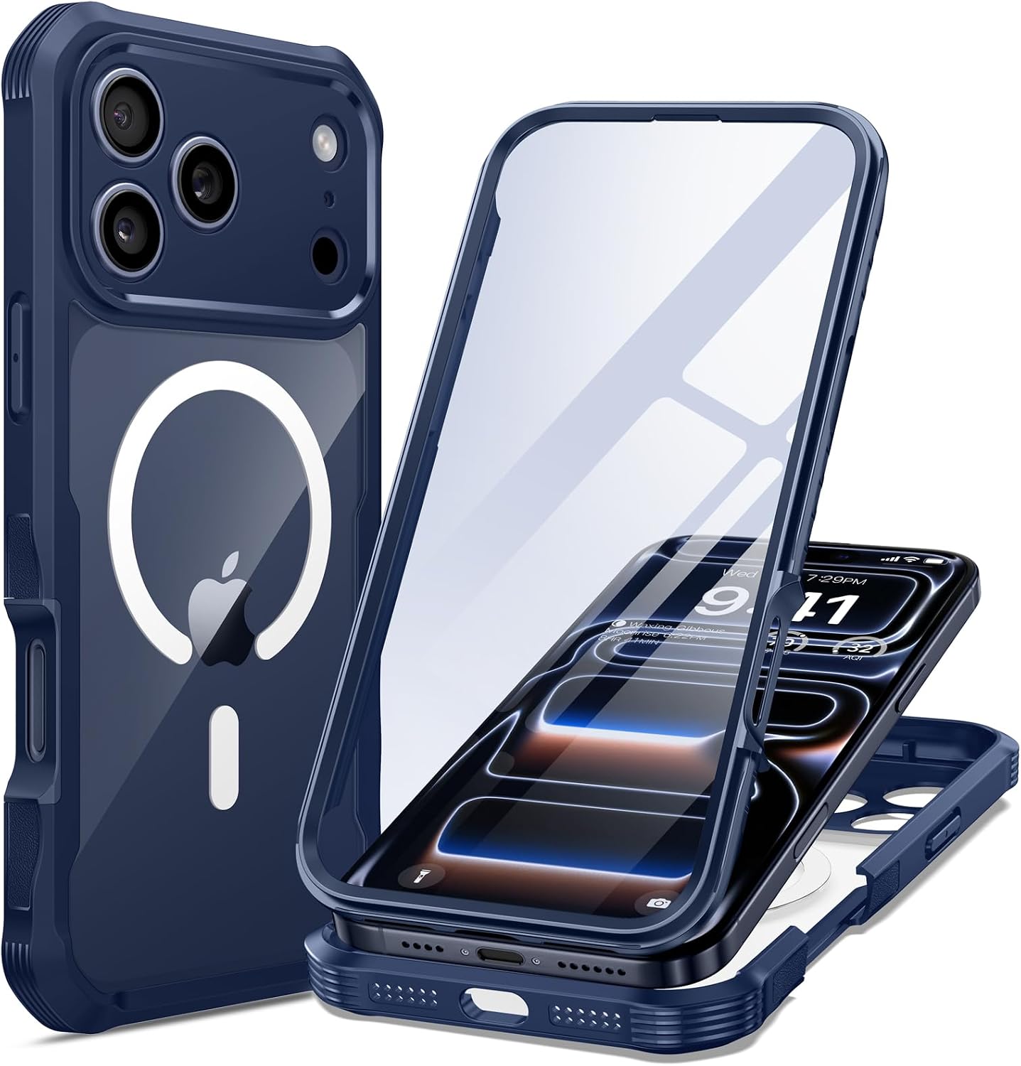 Detalle de seacosmo Magnetic Case for iPhone 17 Pro Max with MagSafe — 9H Tempered Glass Screen Protector & Camera Protection (Blue)