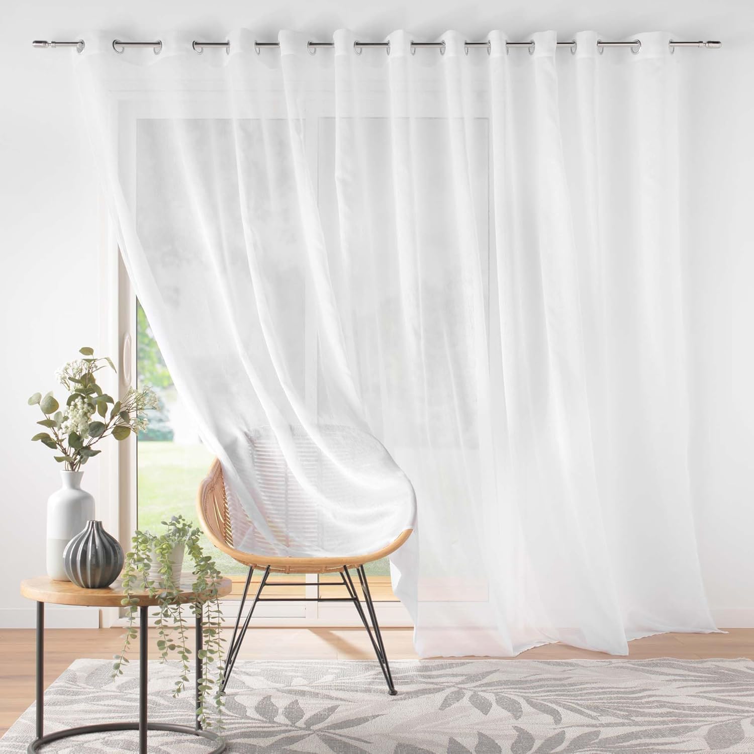 Thumbnail 1 de Douceur d'Intérieur – Voilage XXL à œillets Grande Largeur 400 x 240 cm, Blanc Lissea, Voile Sablé