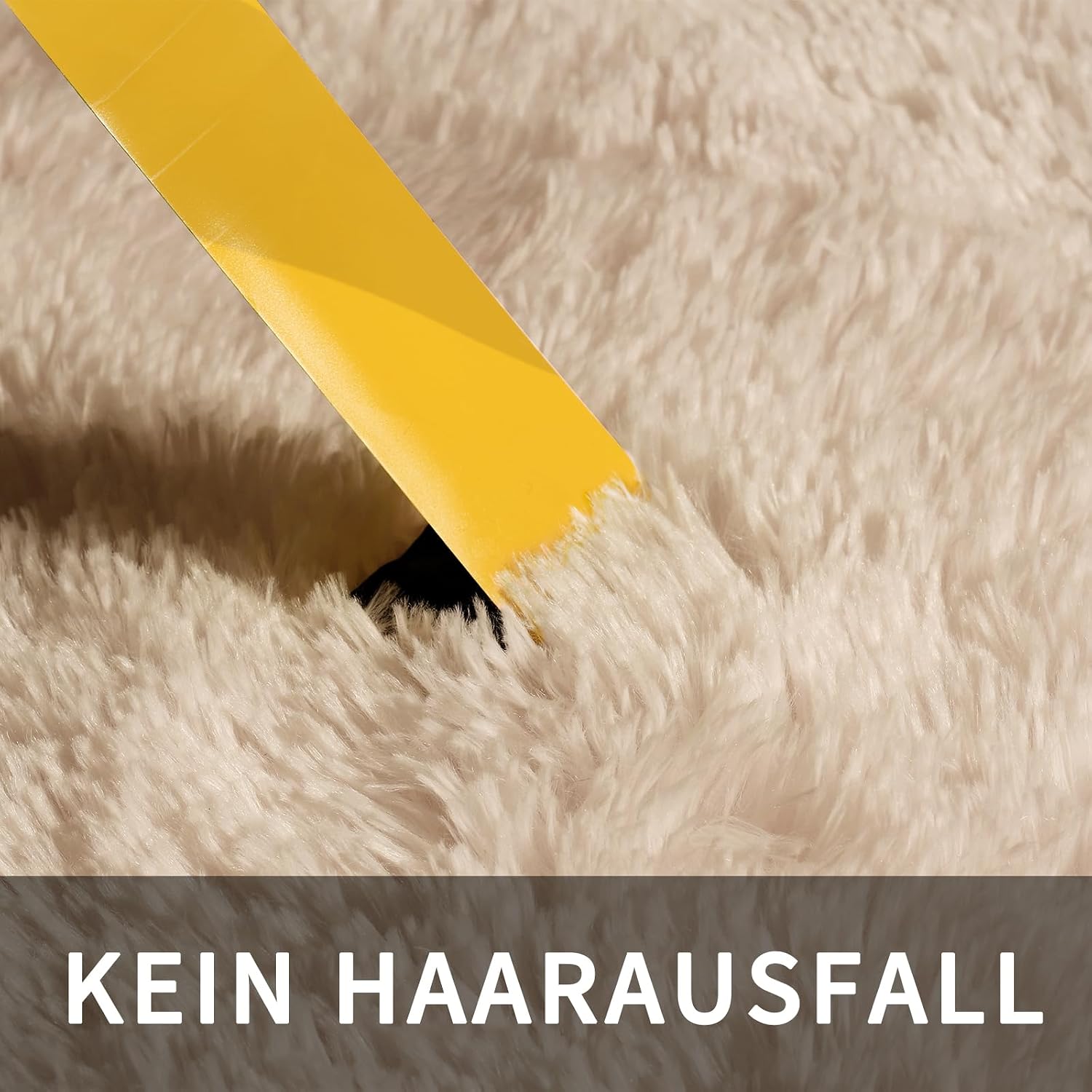 Detalle de Sour Lemon Hochflor-Teppich in Beige (240x340 cm), waschbar, rutschhemmend