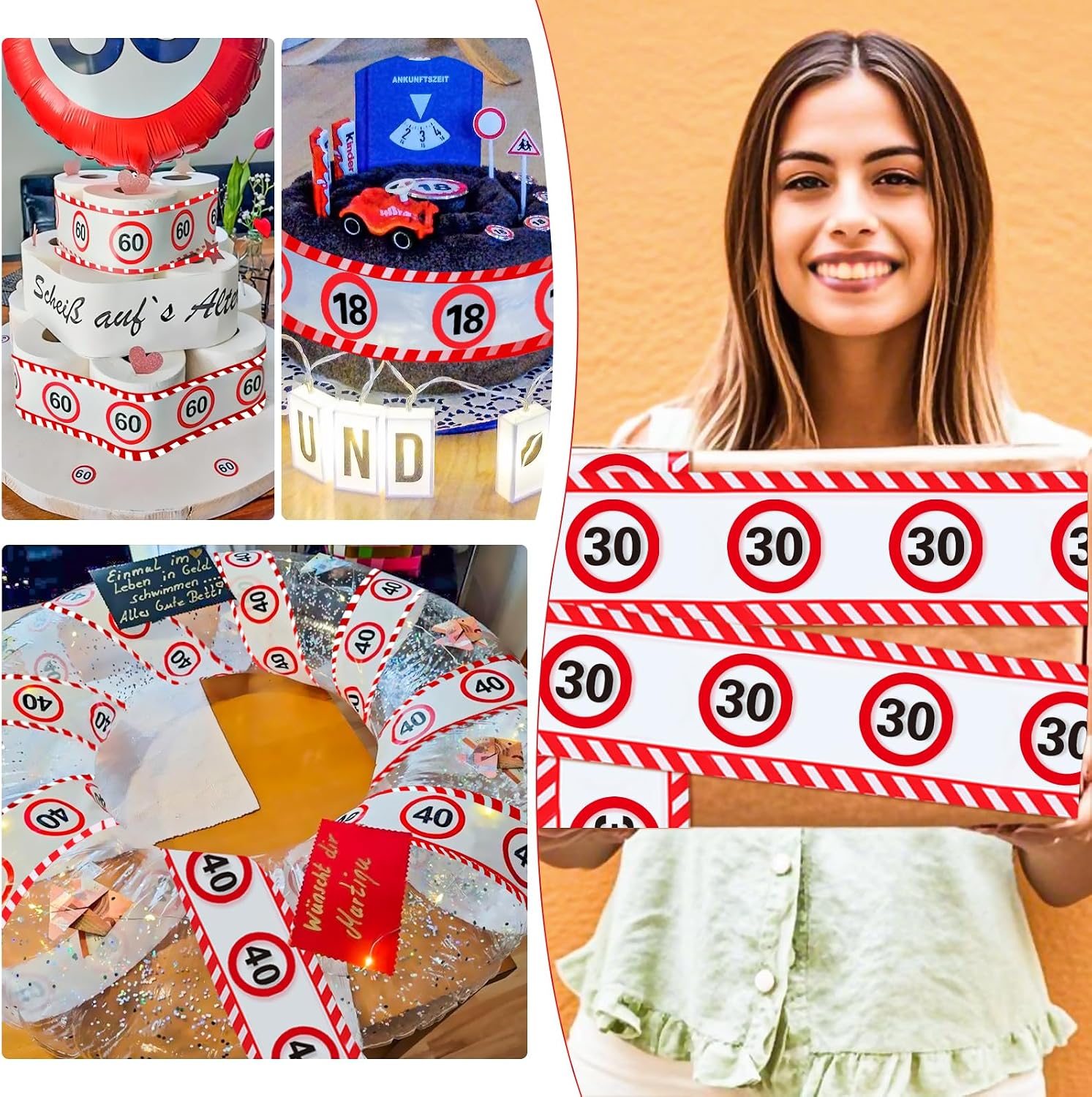 Thumbnail 6 de WenmthG 18. Geburtstag Deko-Set mit Banner, Verkehrszeichen, Luftballons, Konfetti und Absperrband