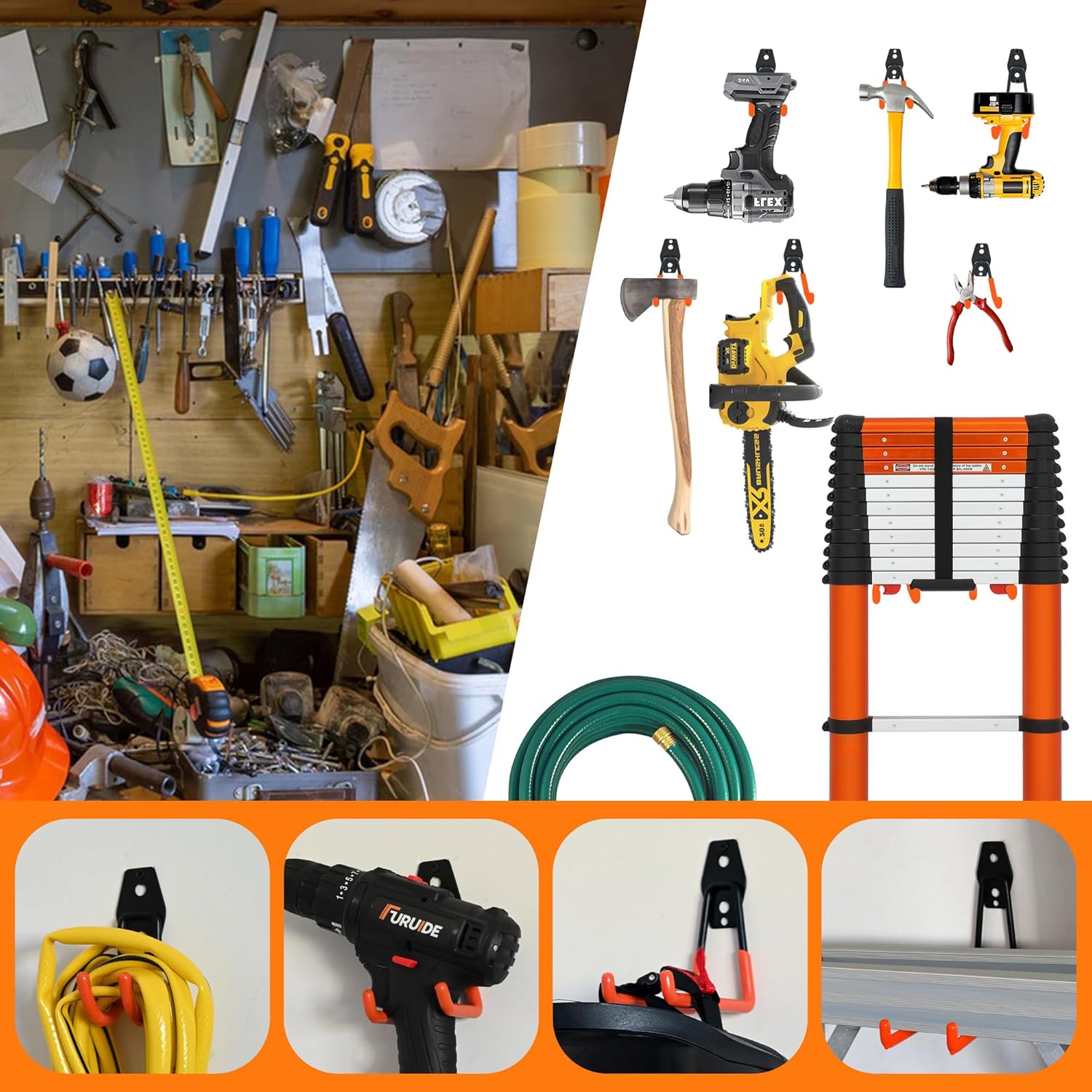 Thumbnail 4 de TECHSHARE Garage Hooks 12 Pack Heavy Duty Wall Hooks