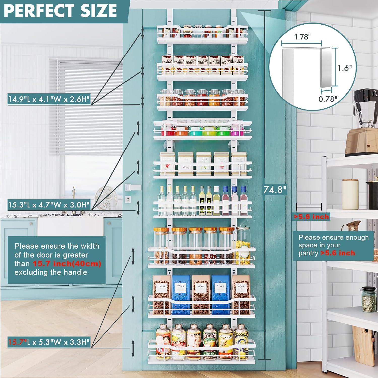 Thumbnail 1 de Eastherry 9-Tier Over The Door Pantry Organizer with Adjustable Baskets