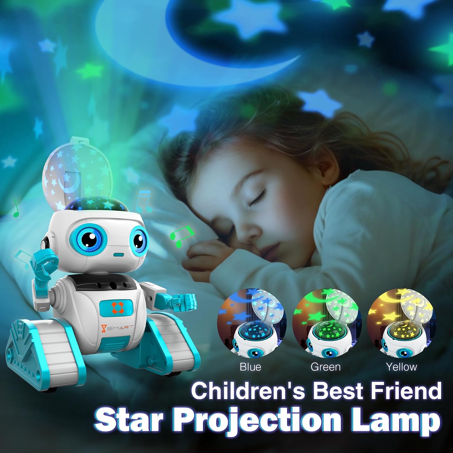 Thumbnail 3 de Subtail Robot Enfant télécommandé rechargeable avec veilleuse projecteur ciel étoilé