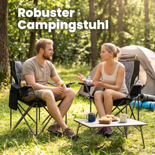 Detalle de Homecall Campingstuhl faltbar bis 360 kg, XXL Hochlehner Klappstuhl 2 Stück
