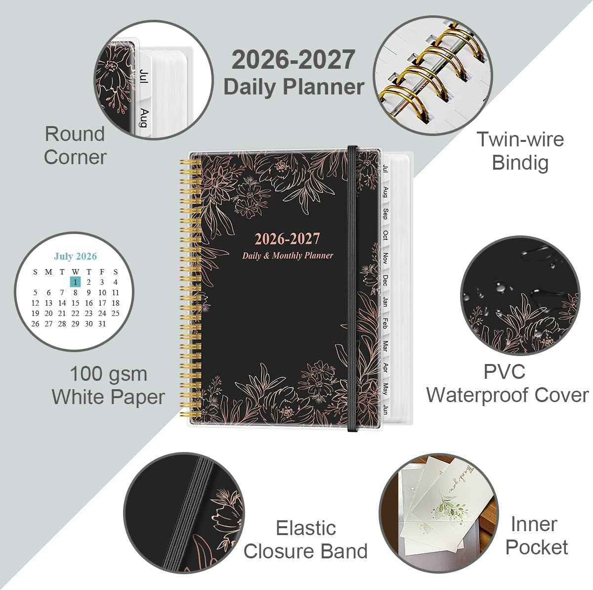 Detalle 2 de Daily Planner 2026 โ 12 Month ๐