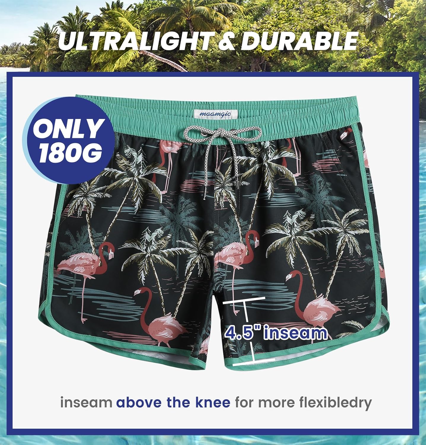 Thumbnail 1 de MaaMgic Costume da Bagno da Uomo Mare Vintage con Asciugatura Rapida - Pantaloncini con Fodera in Rete e 3 Tasche