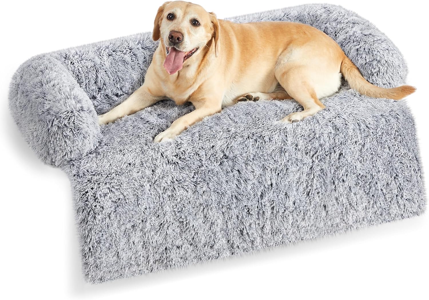 Detalle de Feandrea FluffyHug XXL Dog Sofa Bed with waterproof cover, grey ombré (122 x 95 x 18 cm)
