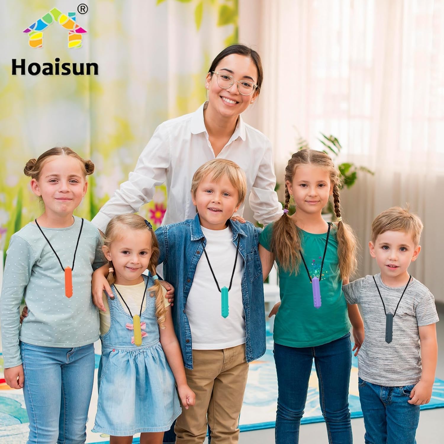 Thumbnail 6 de Sensory Chew Necklace Buddy 8 Pack silicone chew necklace