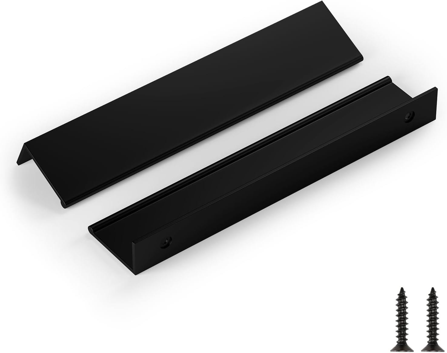 Thumbnail 6 de Homdiy 5-inch (128 mm) Edge Finger Pulls, 10-Pack, Matte Black Aluminum