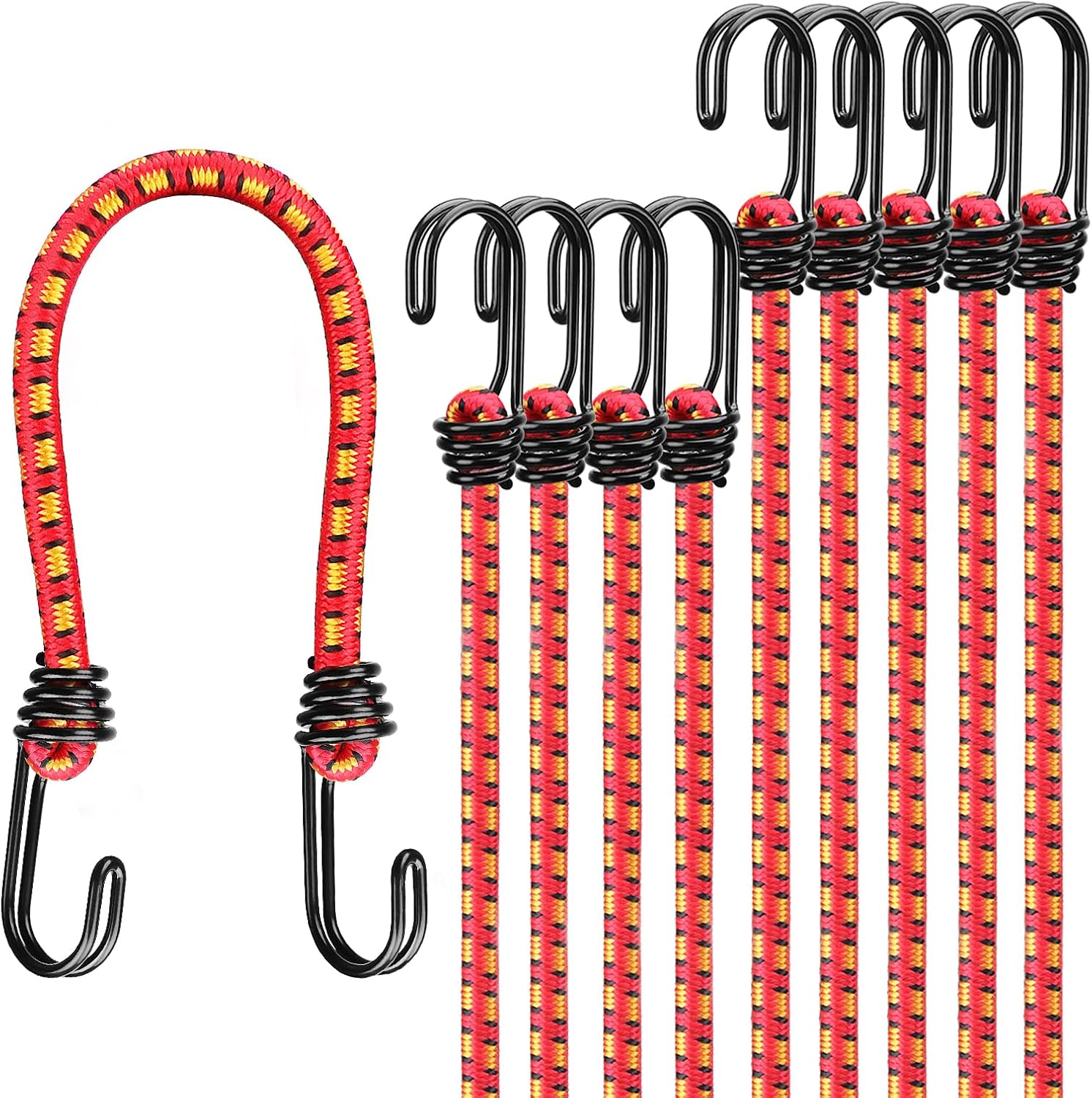 Detalle de ELEAD E70087 12-Inch Bungee Cords, 10-Pack with Metal S-Hooks