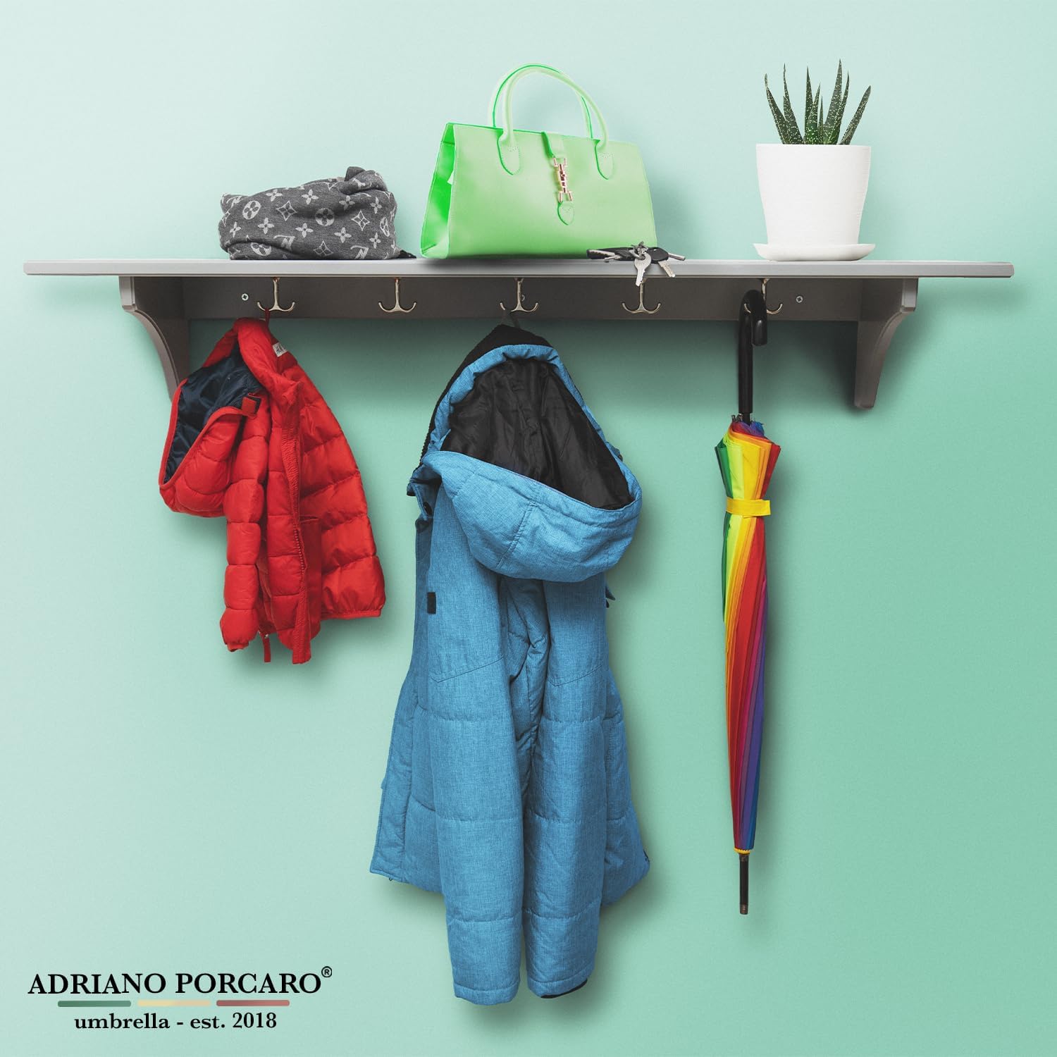 Thumbnail 6 de ADRIANO PORCARO UNISEX Automatik Regenschirm Rainbow – Sturmfest, 16‑fach Verstrebung, Großschirm 120 cm