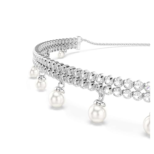 Thumbnail 3 de Swarovski x Ariana Grande Gargantilla, Dos Hileras de Cupchain Zirconia Transparentes en Talla Redonda Engastadas, con Crystal Pearls como Toque Final, Baño de rodio, Blanca