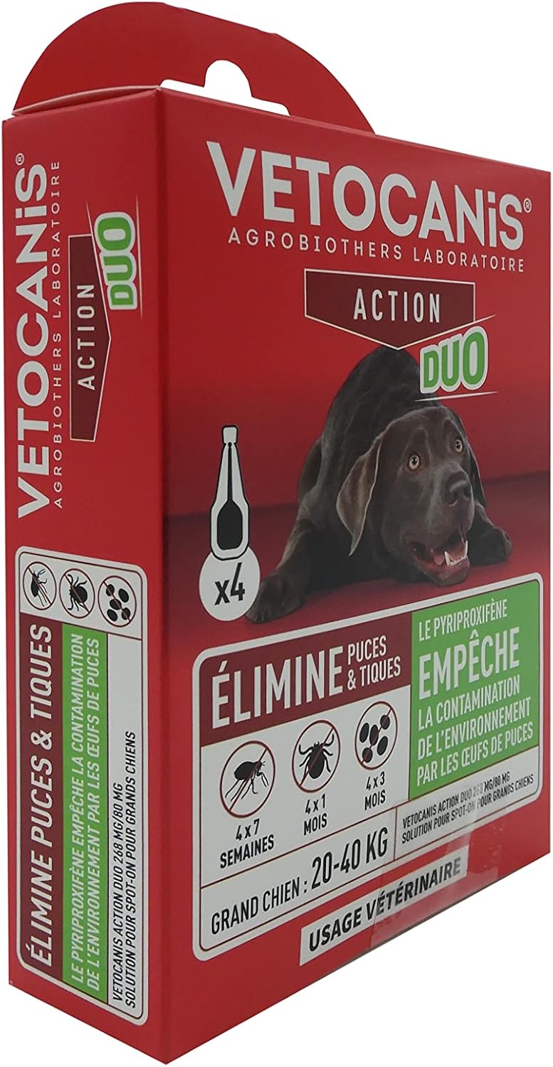 Thumbnail 2 de Vetocanis Action Duo – Pipettes anti-puces et tiques pour chien 20–40 kg, pack de 4