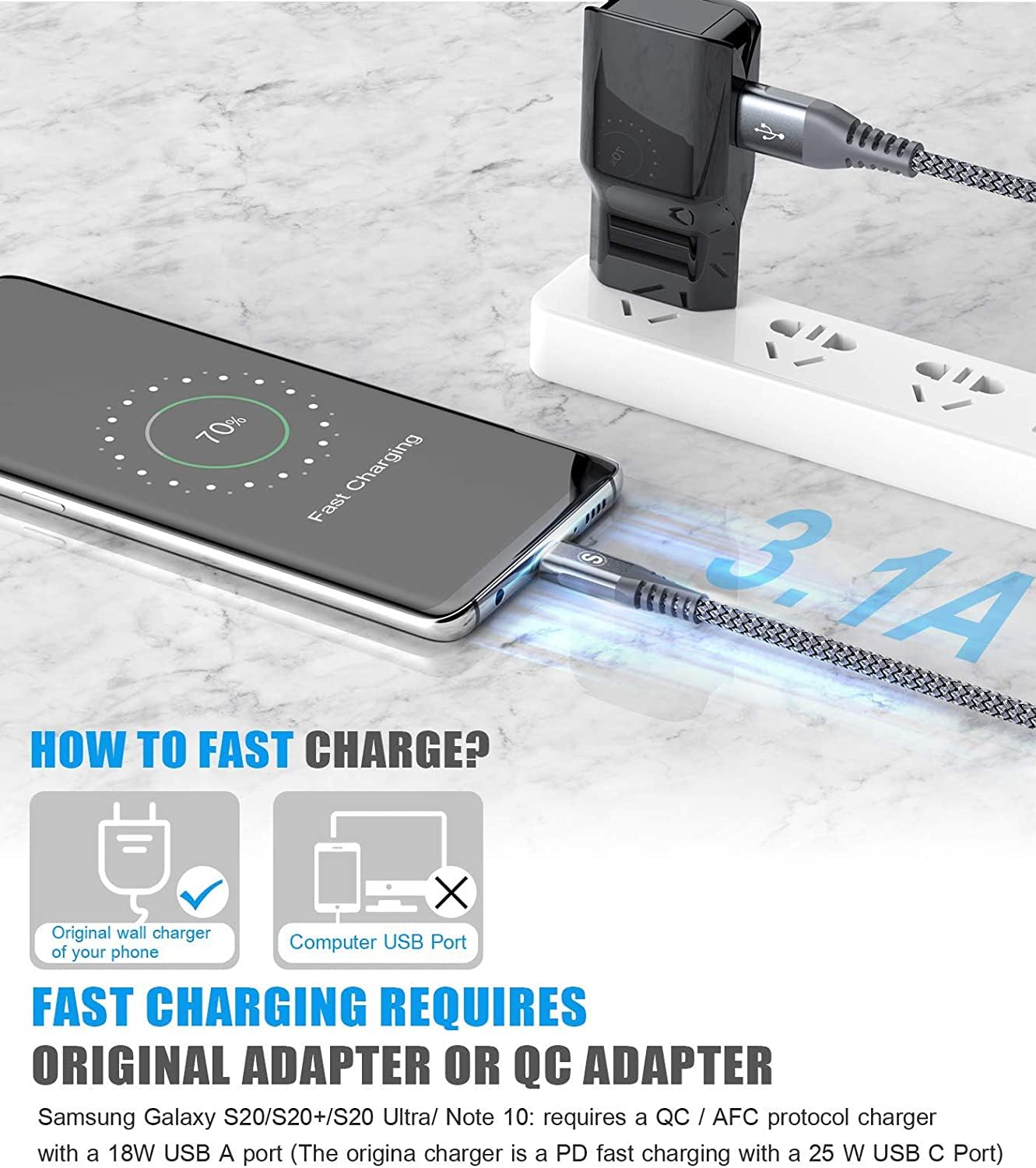 Detalle de sweguard USB Type C Charger Cable 3-Pack