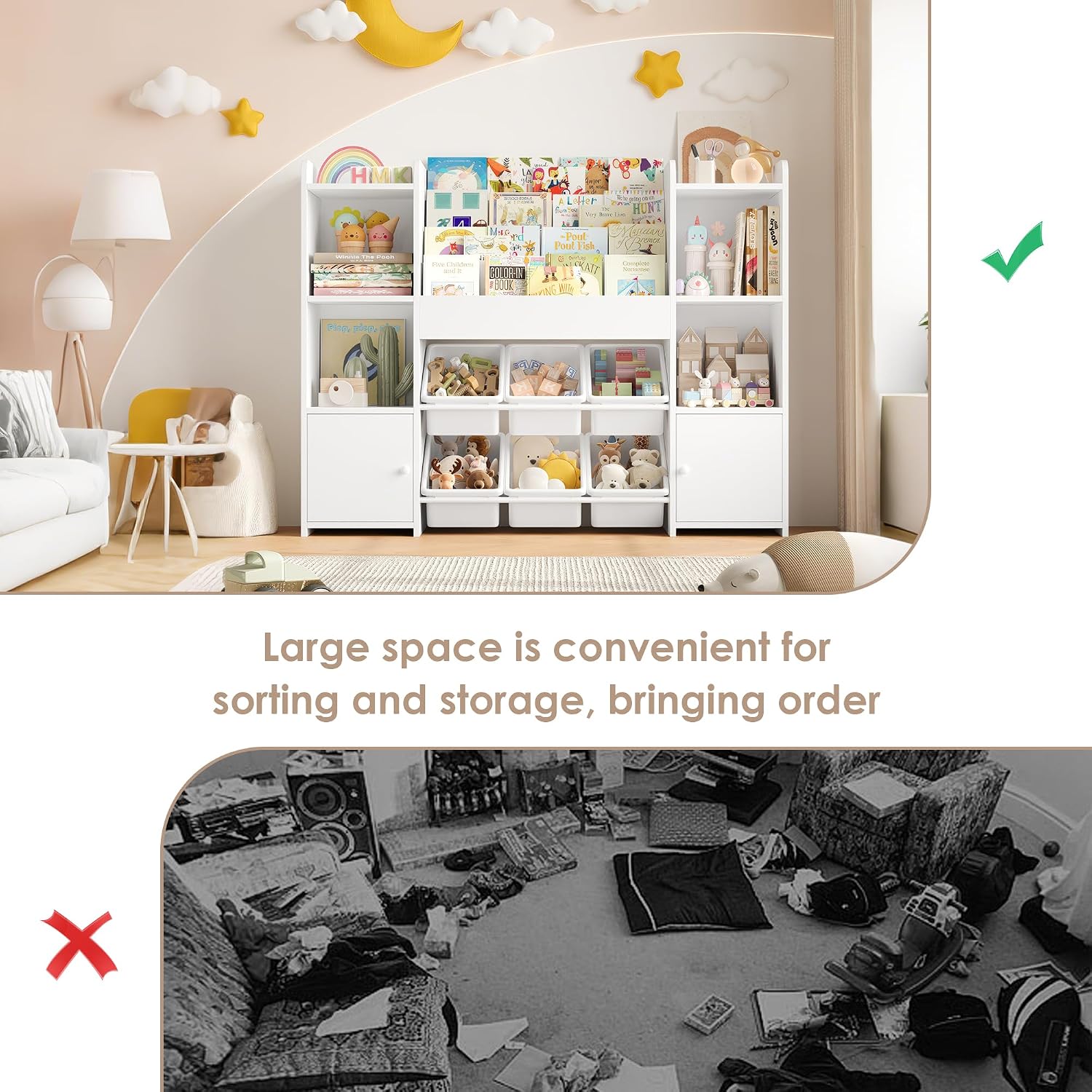 Thumbnail 6 de FOREHILL P492 4-tier Kids’ Bookshelf and Toy Storage Unit, White