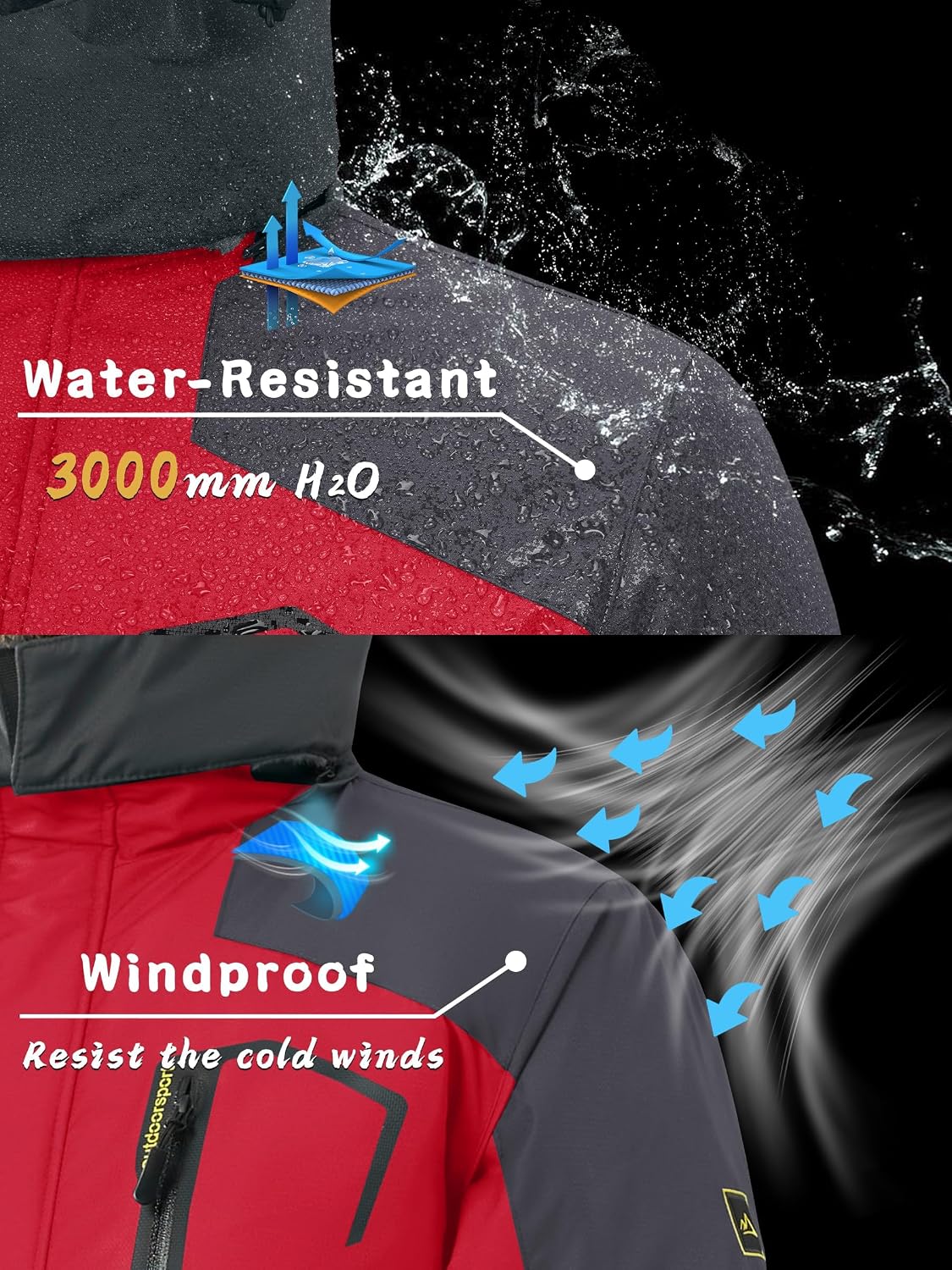 Detalle 2 de KEFITEVD Men's Waterproof Fleece Jacket
