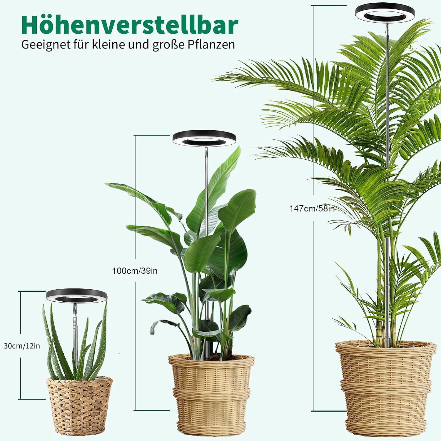 Detalle 2 de Qoolife Lámpara LED plantas 155 cm