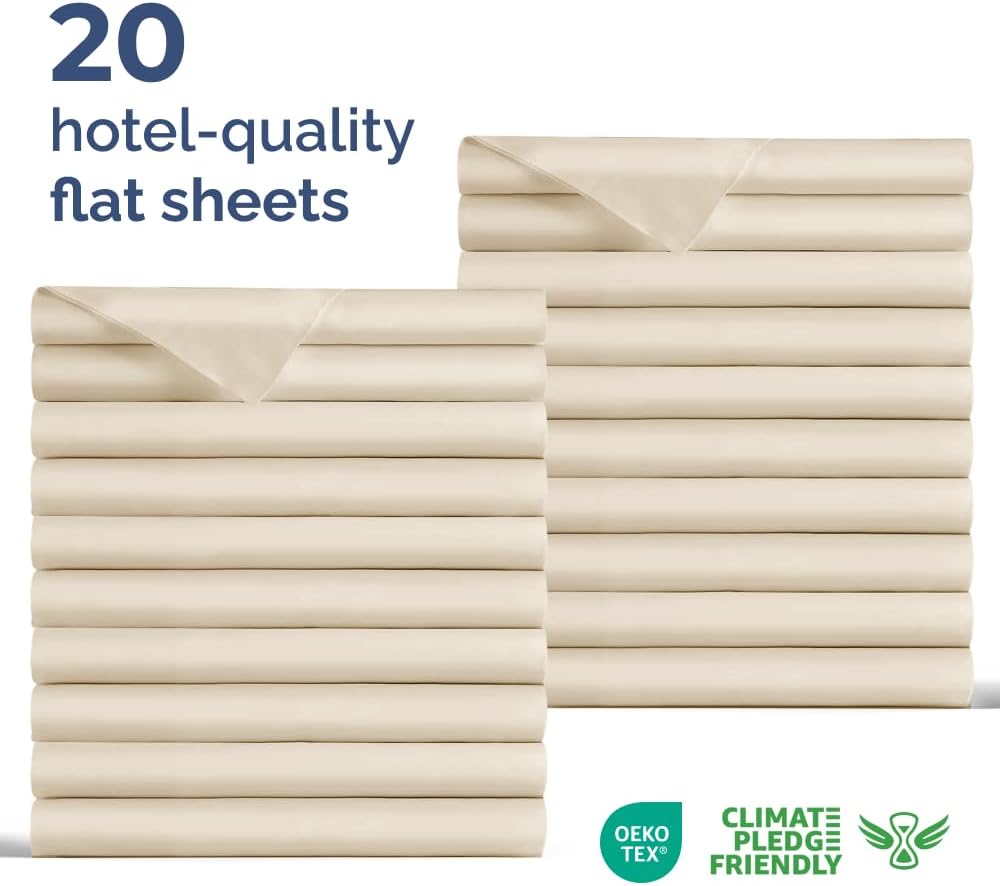 Detalle de CGK Unlimited Twin Size Flat Sheet (Wheat) — Hotel-Quality Ultra-Soft Cooling Bedding, Fade & Wrinkle Free