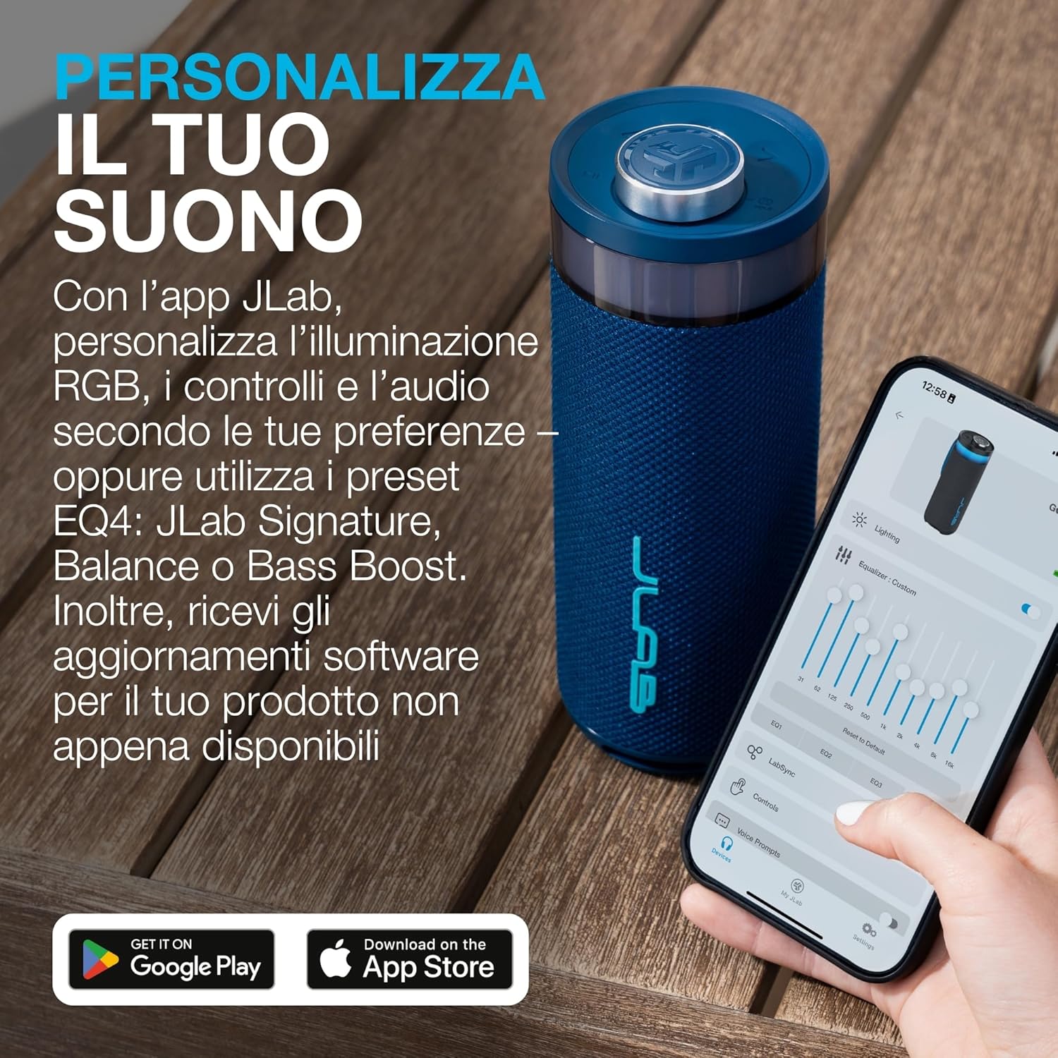 Thumbnail 3 de JLab Go Party cassa Bluetooth portatile 10W con luci RGB e autonomia 16+ ore, IP56 (Blu Navy)